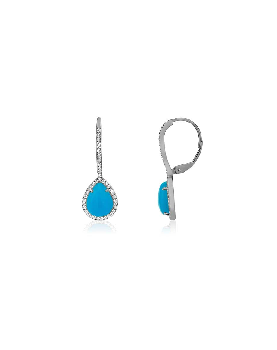 Medium Turquoise Diamond Teardrop Earrings