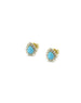 14K Gold Tiny Pear Turquoise Diamond Studs