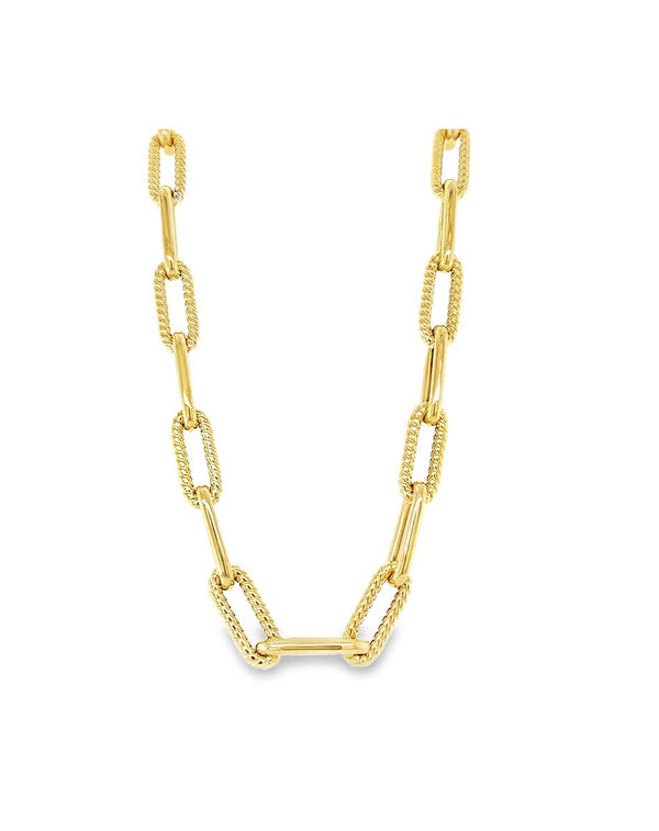 18" 14K Gold Thick Paperclip Twisted Link Necklace