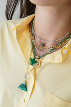 Small 14K Gold Carved Green Onyx Thunderbird Charm