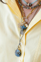 Small 14K Gold Carved Labradorite Thunderbird Charm