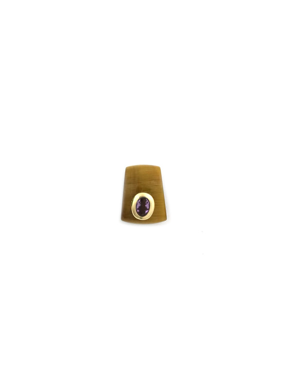 14K Gold Tiger Eye Amethyst Spacer Slide Charm