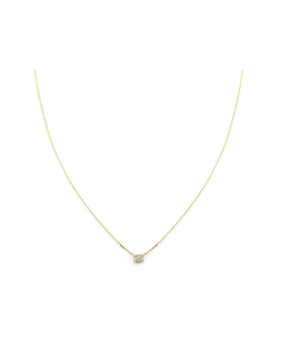 14K Gold Illusion Emerald Cut Diamond Necklace