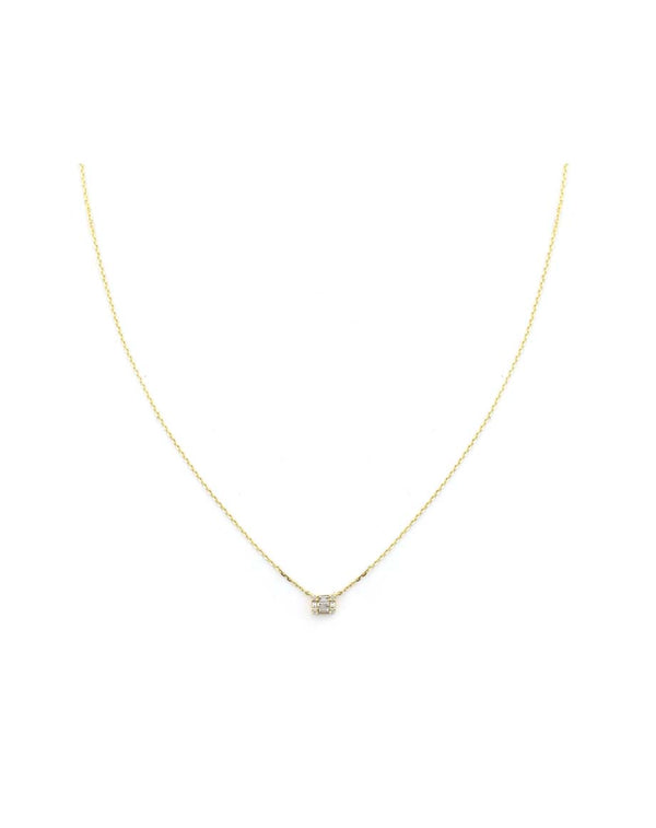 14K Gold Illusion Emerald Cut Diamond Necklace