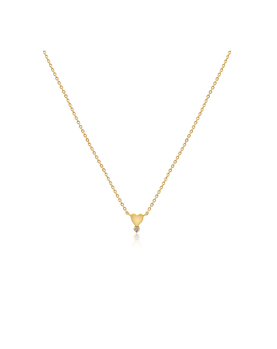 Itty Bitty 14K Gold Bottom Diamond Heart Necklace