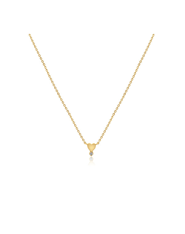 Itty Bitty 14K Gold Bottom Diamond Heart Necklace