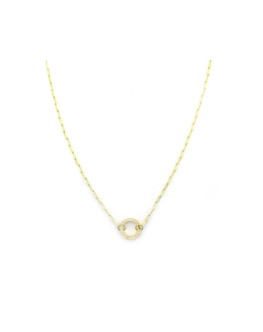 Tiny Flat 14K Gold Paper Clip Chain 12mm Lock Necklace