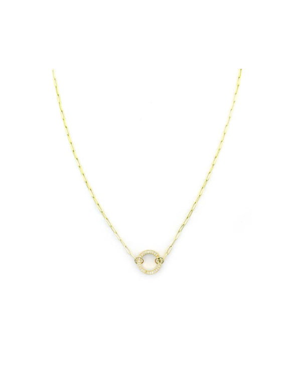 Tiny Flat  14K Gold Paper Clip Chain 12mm Lock Necklace