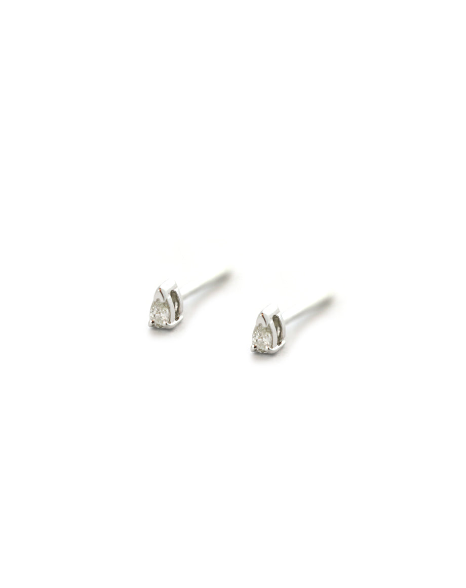 Tiny 14K Gold Pear Diamond Studs