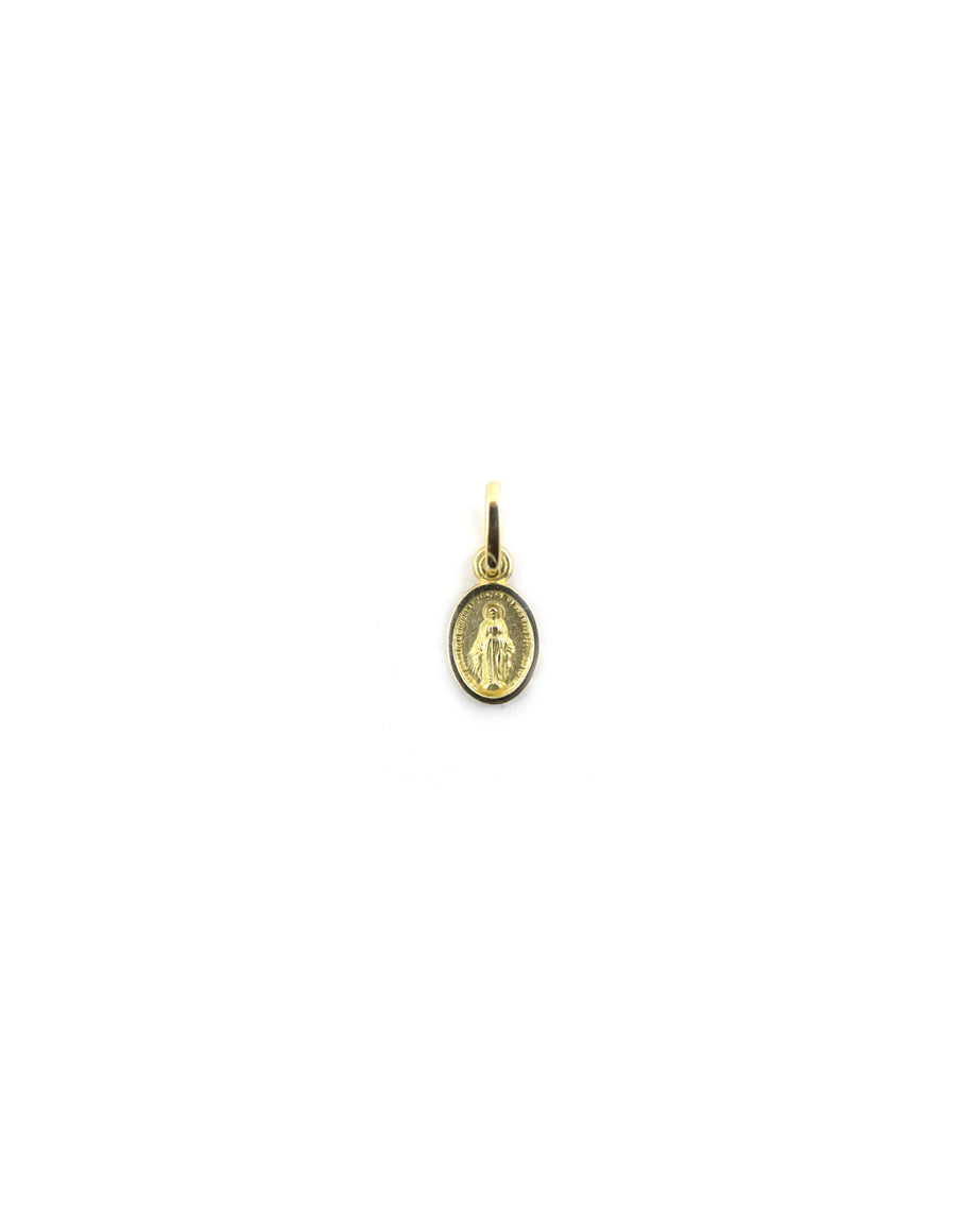 Itty Bitty 14K Gold Oval Mother Mary Medal Charm