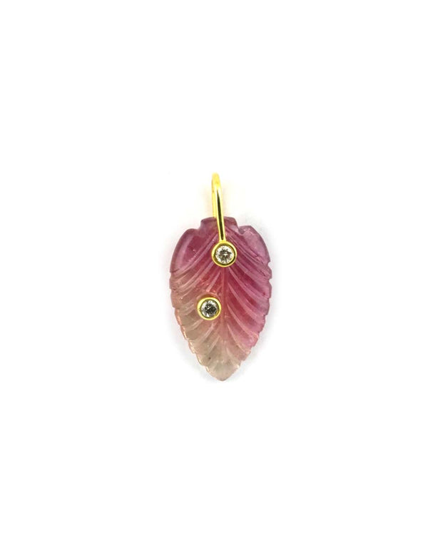 14K Carved Pink Tourmaline Feather
