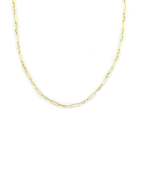 14K Gold 3 Oval Link Paper Clip Chain Necklace