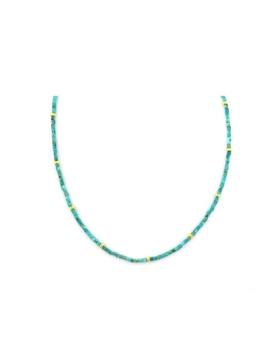 2mm Tube Heishi Turquoise Rondelle Necklace