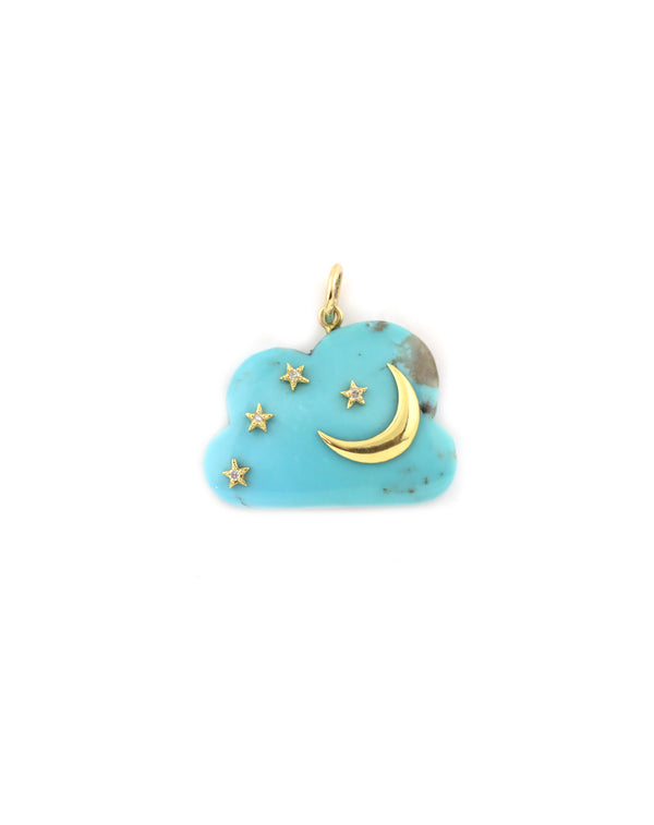 14K Gold Turquoise Cloud Charm