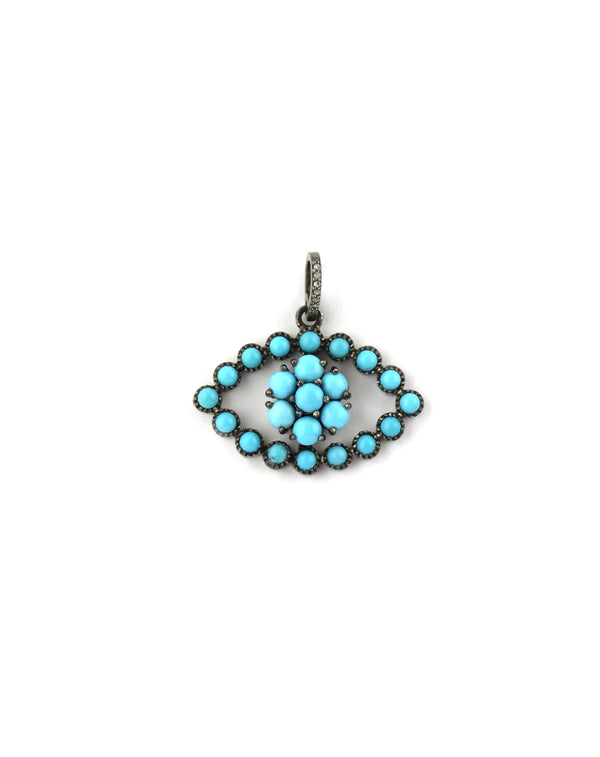 Silver Dotted Turquoise Cut Out Evil Eye Charm