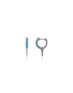 12mm Silver Dotted Turquoise Diamond Spike Huggies