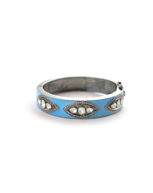 Turquoise Enamel Polki Diamond Bangle