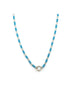 Silver Diamond Turquoise Enamel Lock Necklace