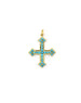 14K Gold Thick Gothic Turquoise Cross Charm