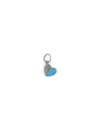 Small Silver Half & Half Turquoise Diamond Heart Charm