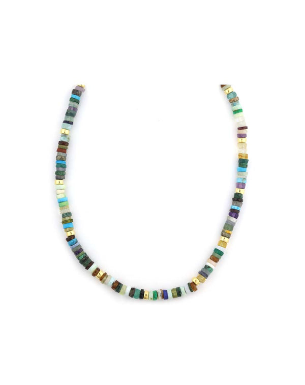 5mm Heishi Turquoise Multi Agate Rondelle Necklace