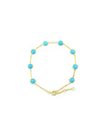 18K Gold Round Turquoise Station Bracelet
