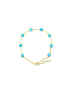 18K Gold Round Turquoise Station Bracelet