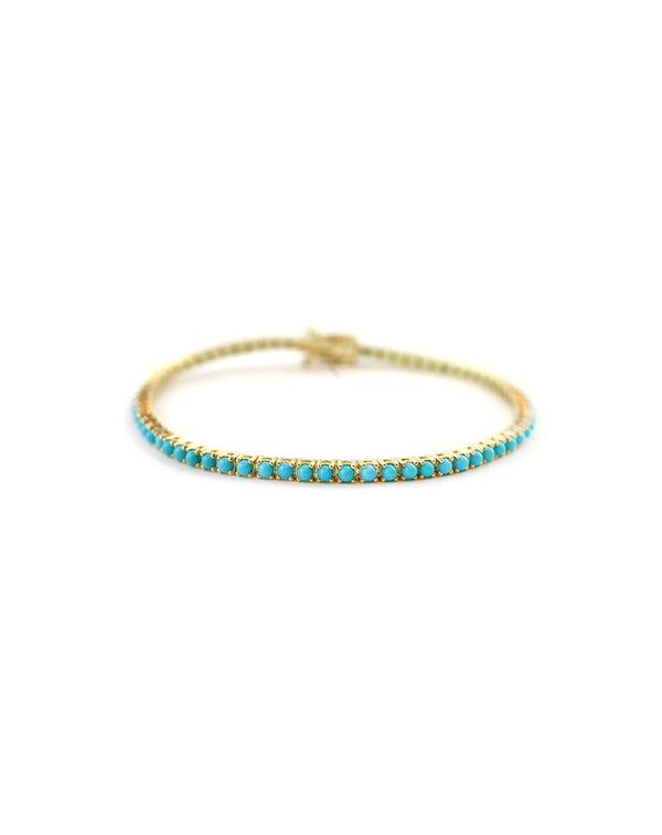 Slim 14K Gold Turquoise Tennis Bracelet