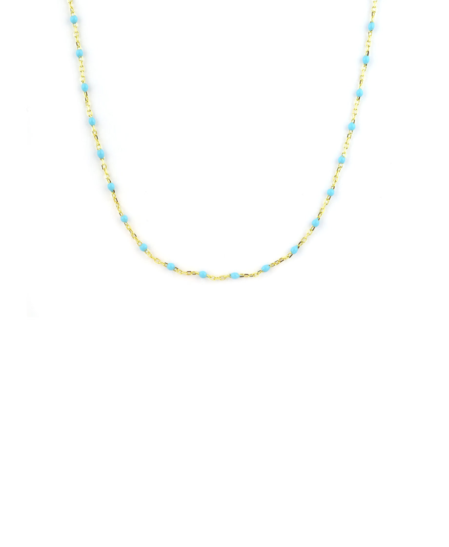 Turquoise Enamel Tin Cup Necklace