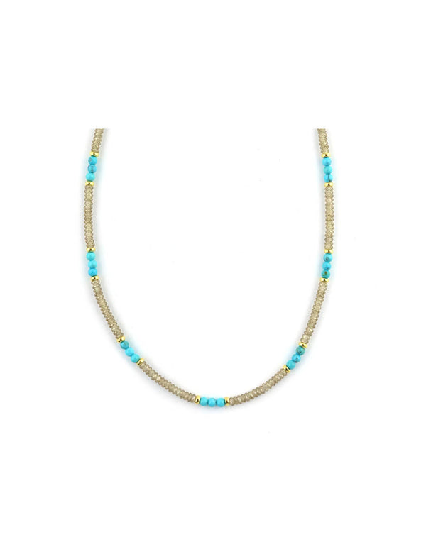 Zircon Turquoise Mix Rondelle Necklace