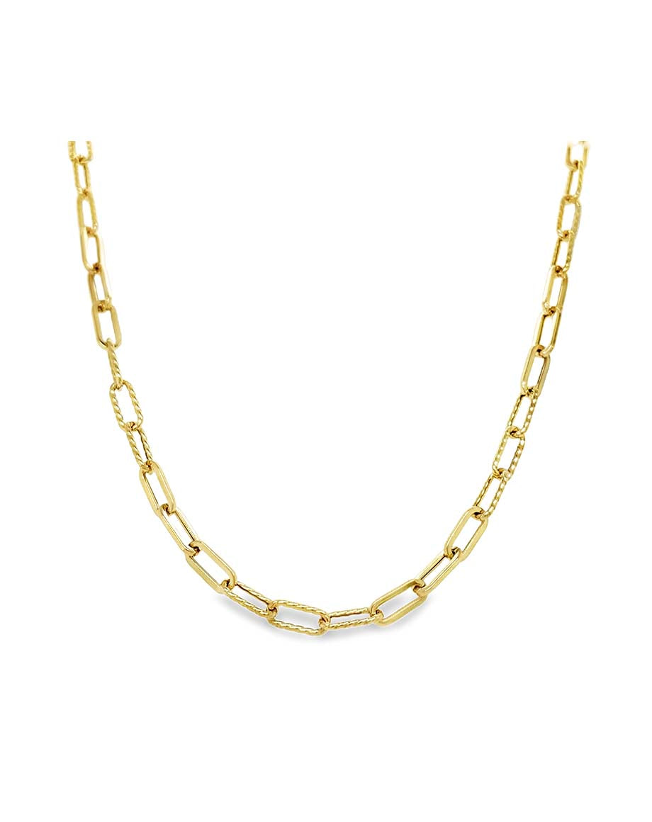 18" 14K Gold Small Twisted Paperclip Necklace