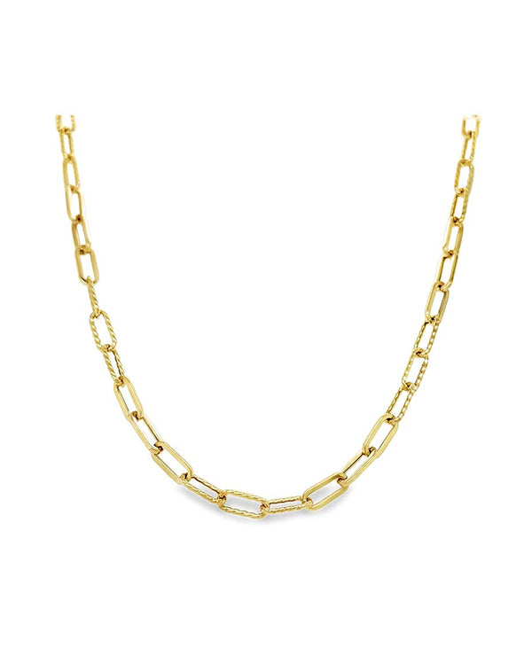 18" 14K Gold Small Twisted Paperclip Necklace