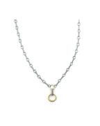 20" 14K Gold & Silver Bar + Round Link Lock Necklace