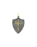 Large Silver Shield with Gold Plated Cross Charm