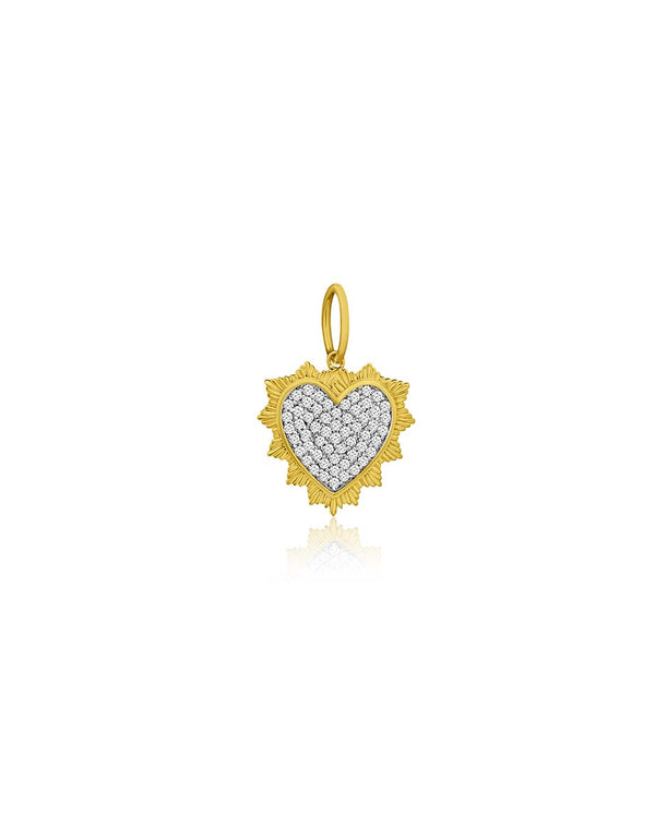 14K Gold Diamond Fanned Heart Charm
