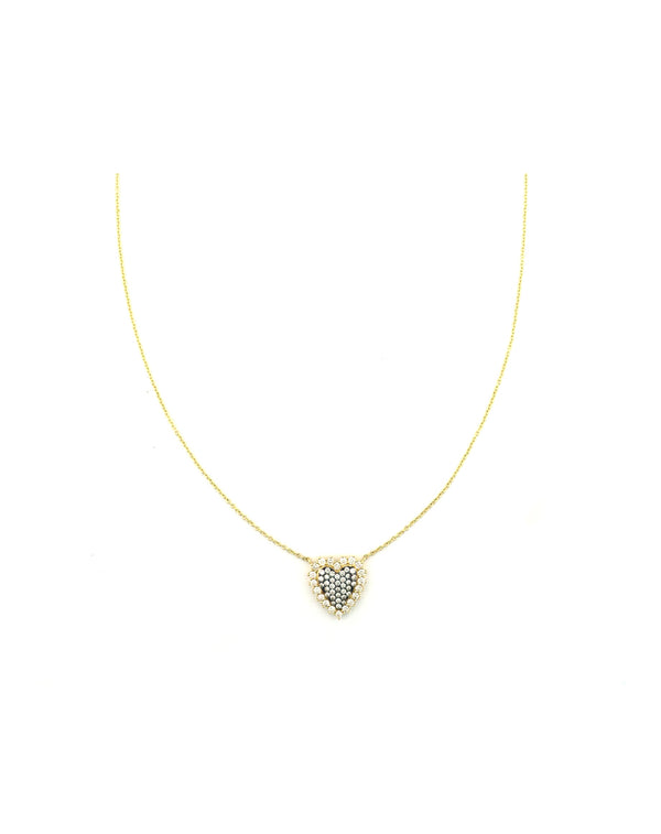 14K Gold Two Tone Diamond Heart Necklace