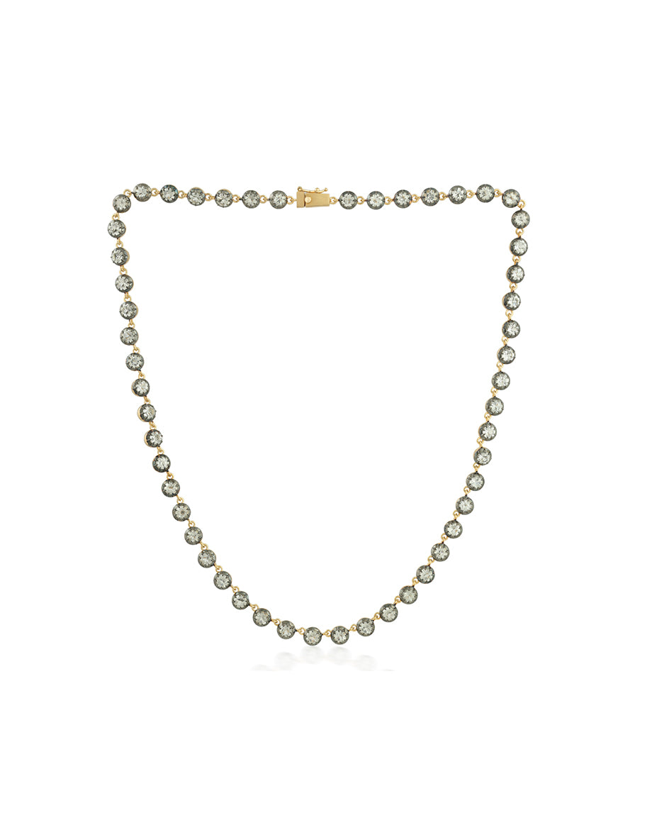 Two Tone Round White Topaz Tennis Necklace