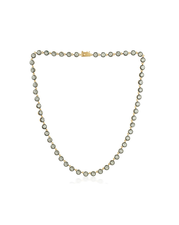 Two Tone Round White Topaz Tennis Necklace