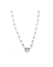 Silver Diamond White Enamel Lock Necklace