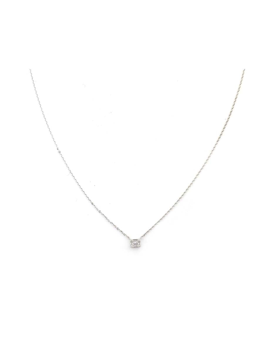 14K Gold Illusion Emerald Cut Diamond Necklace