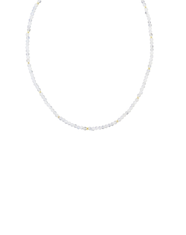 White Moonstone Rondelle Necklace