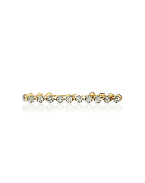 Two Tone Round White Topaz Tennis Bracelet