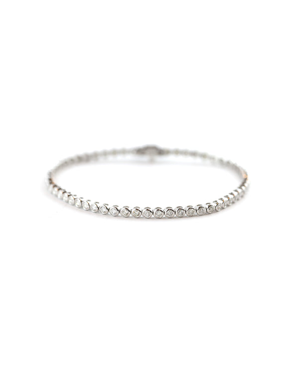 14K White Gold 2.1ct Bezel Tennis Bracelet