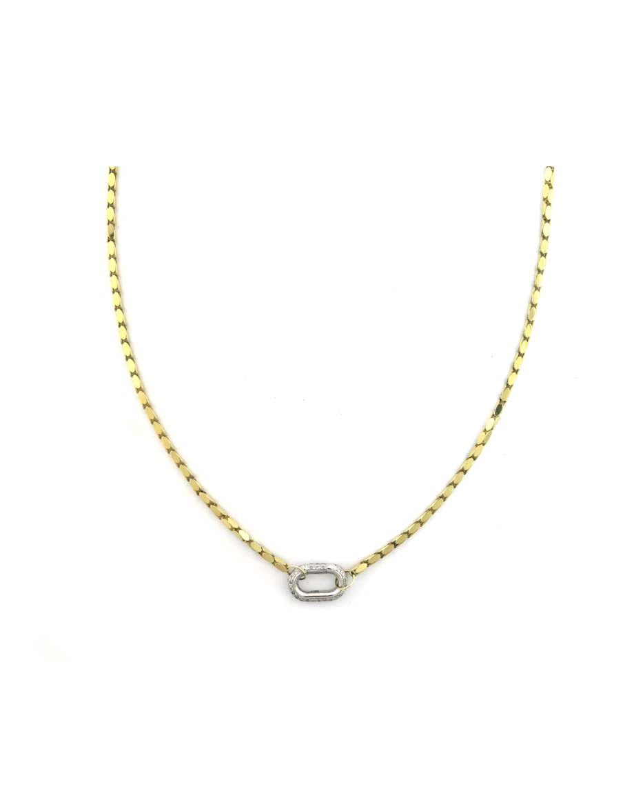 14K Gold Fine Lexi Lock Necklace: Retro Woven Box Chain