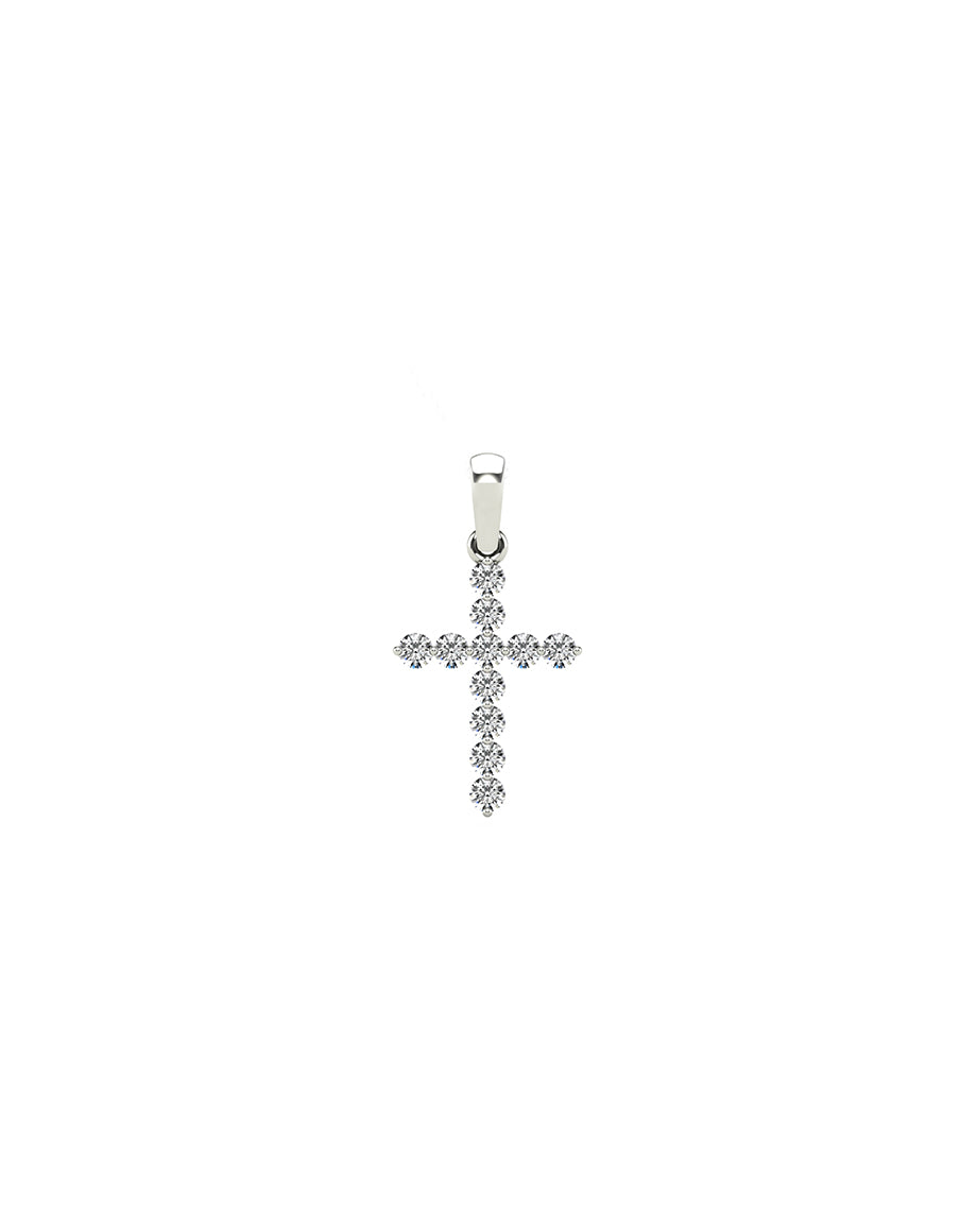 14K White Gold Round Diamond Charm