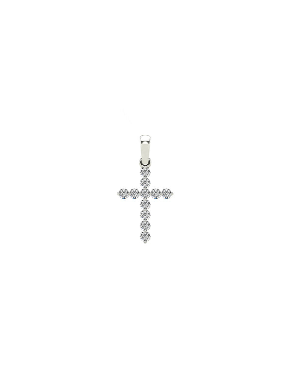 14K White Gold Round Diamond Charm