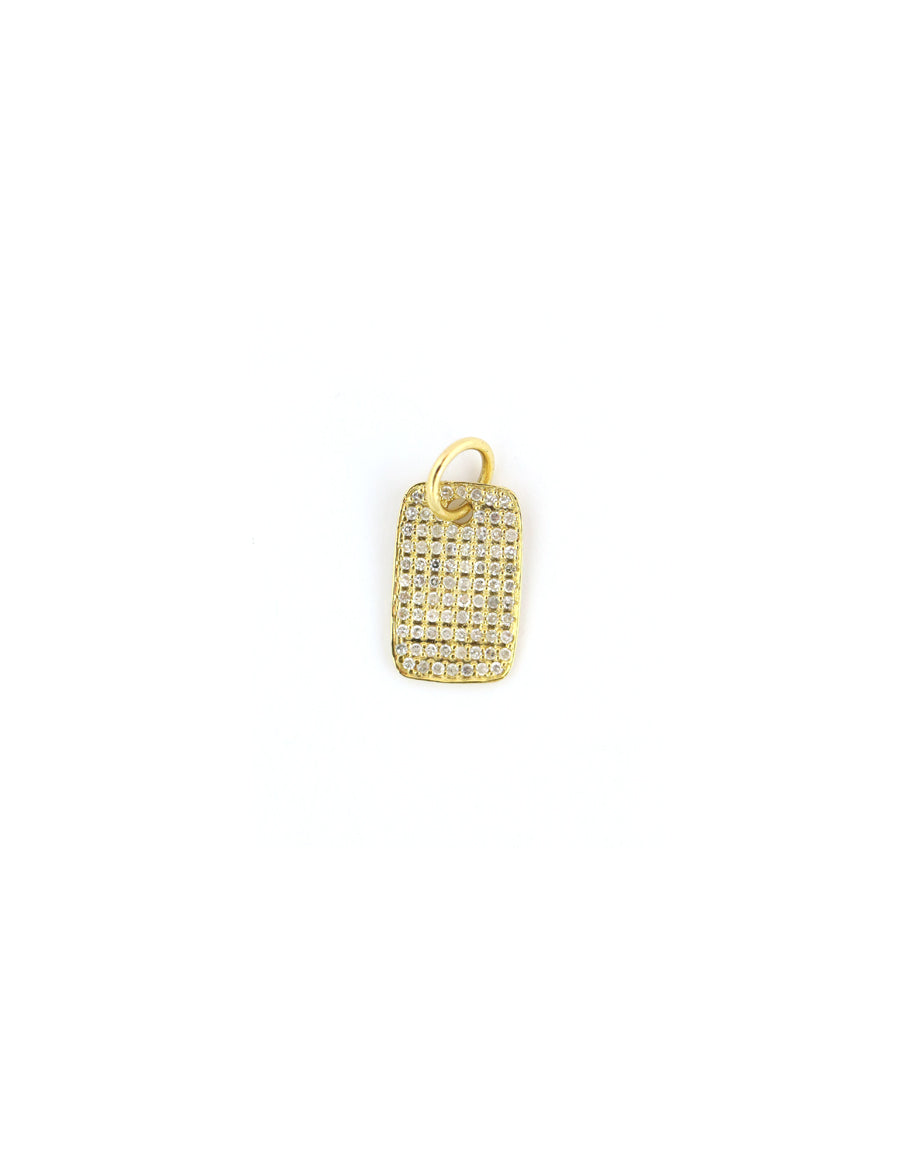 14K Gold Small Diamond Dog Tag