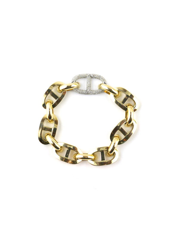 14K Gold Anchor Diamond Lock Bracelet