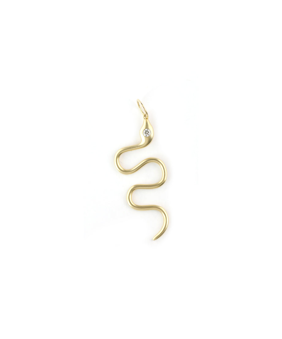 14K Gold Matte Gold Snake Charm