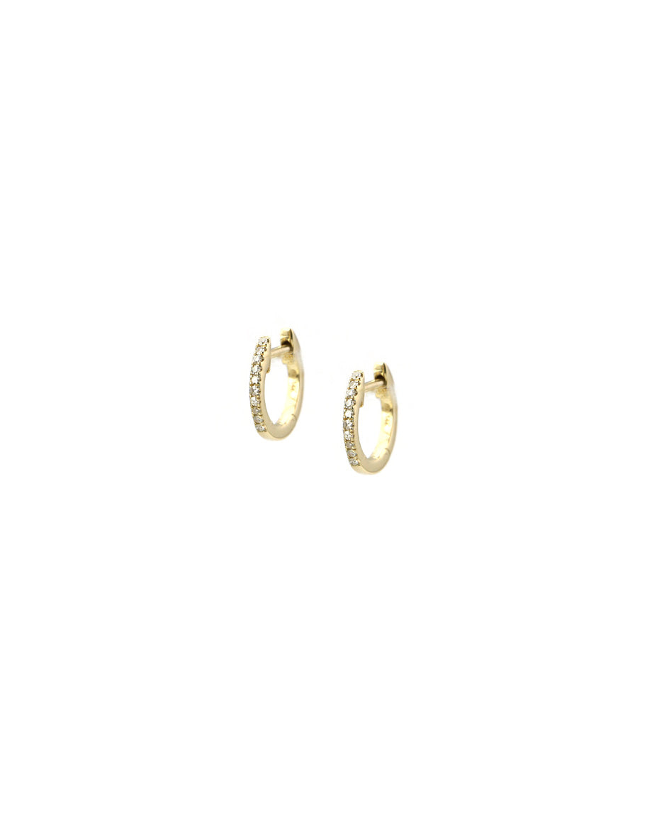 10mm 14K Gold Mini Diamond Huggie Earrings - Main Image